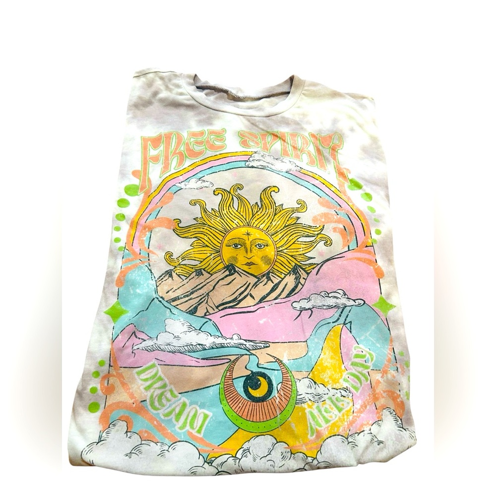 Free Spirit Sun Graphic Tee - White Multicolor